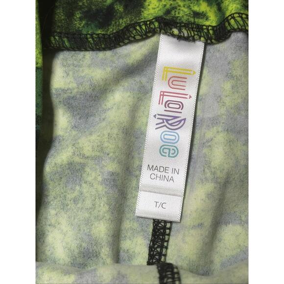 NWT LuLaRoe Tall & Curvy TC Neon Green Tie Dye Leggings Size (W 12-18) - Picture 4 of 5